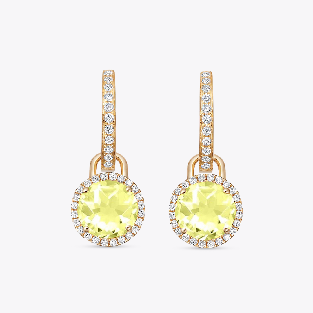 Grace Mini Lemon Quartz and Diamond Detachable Earrings