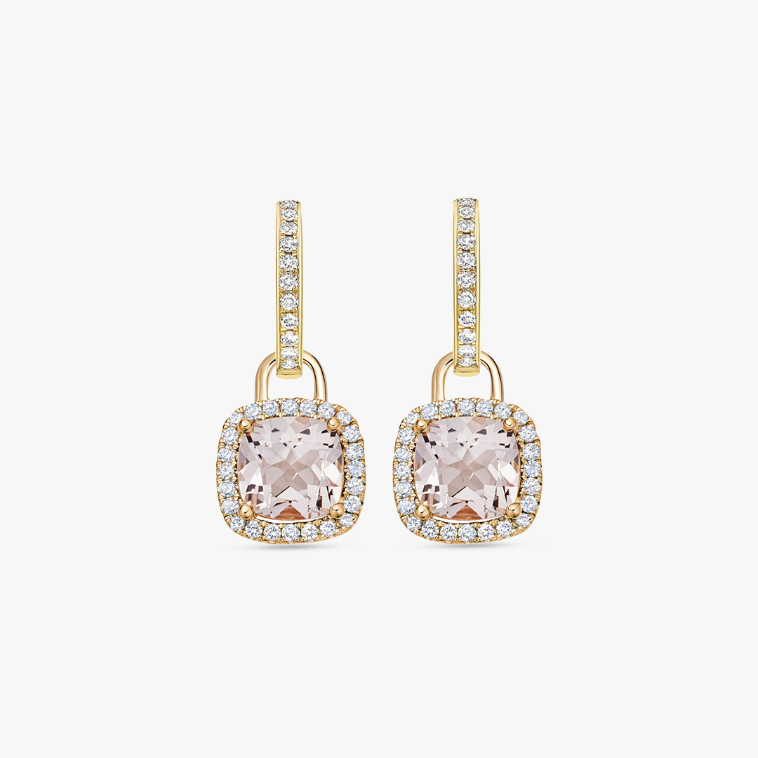 Kiki Cushion Mini Morganite and Diamond Detachable Earrings