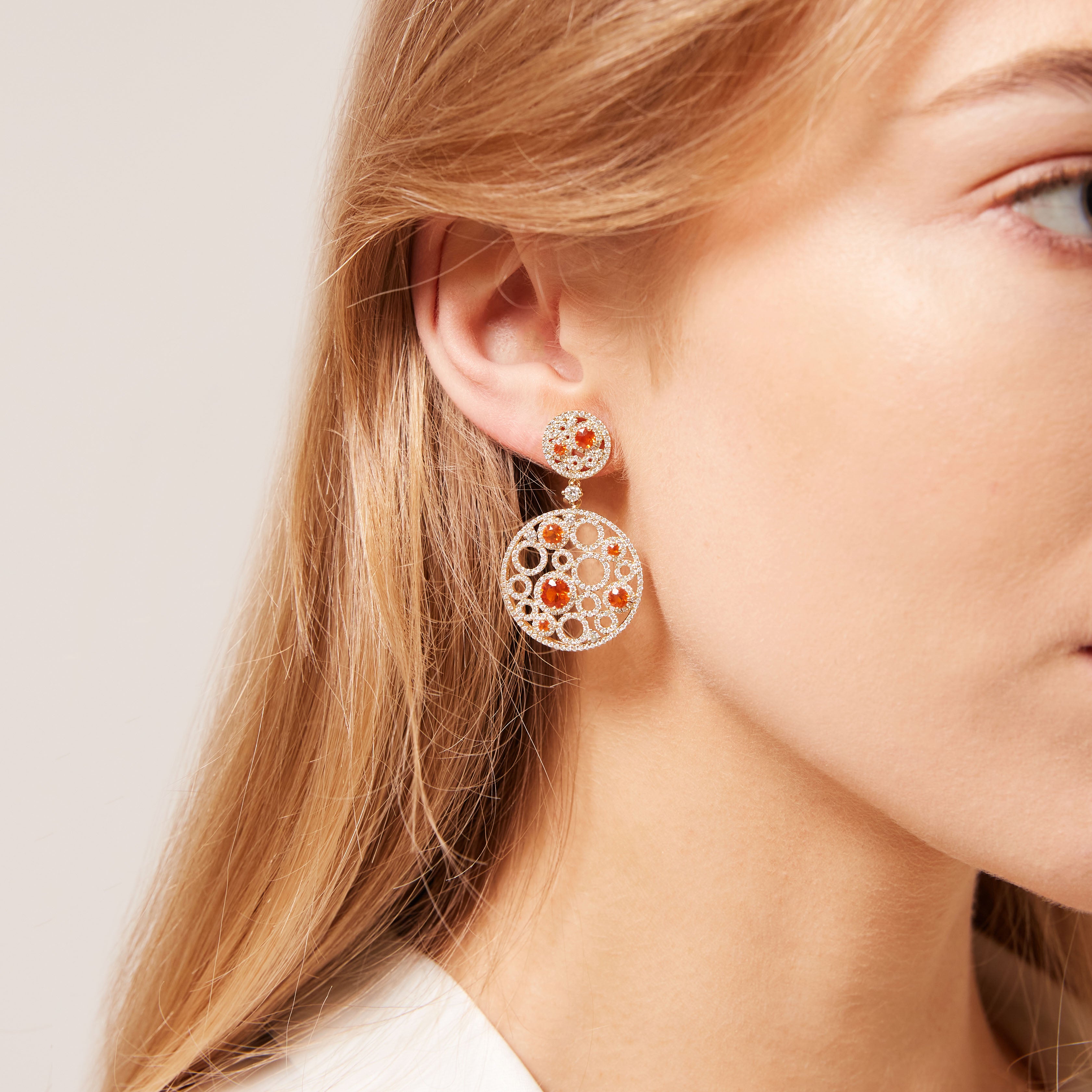 Bubbles Large Fire Opal and Diamond Earrings