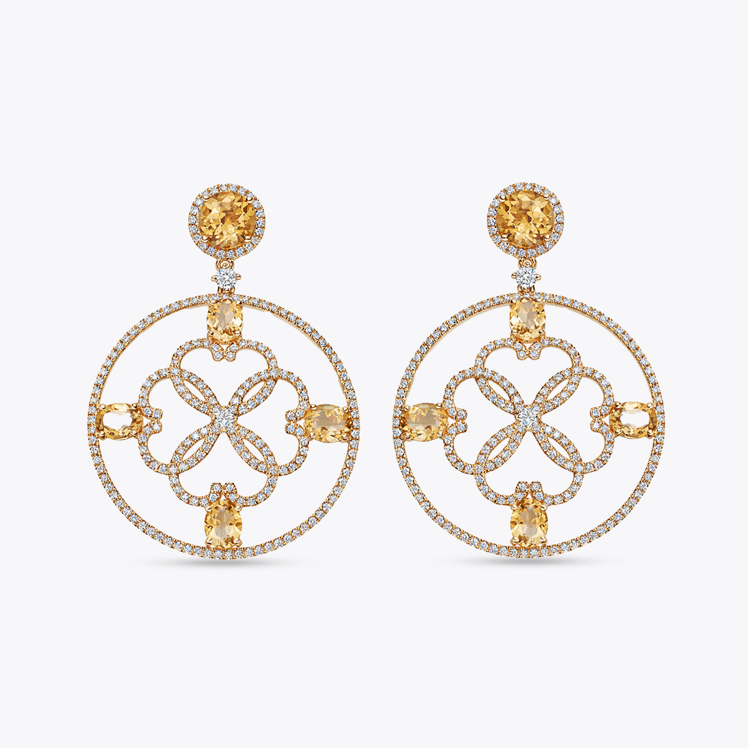 Kiki Diamonds Circle Citrine Earrings