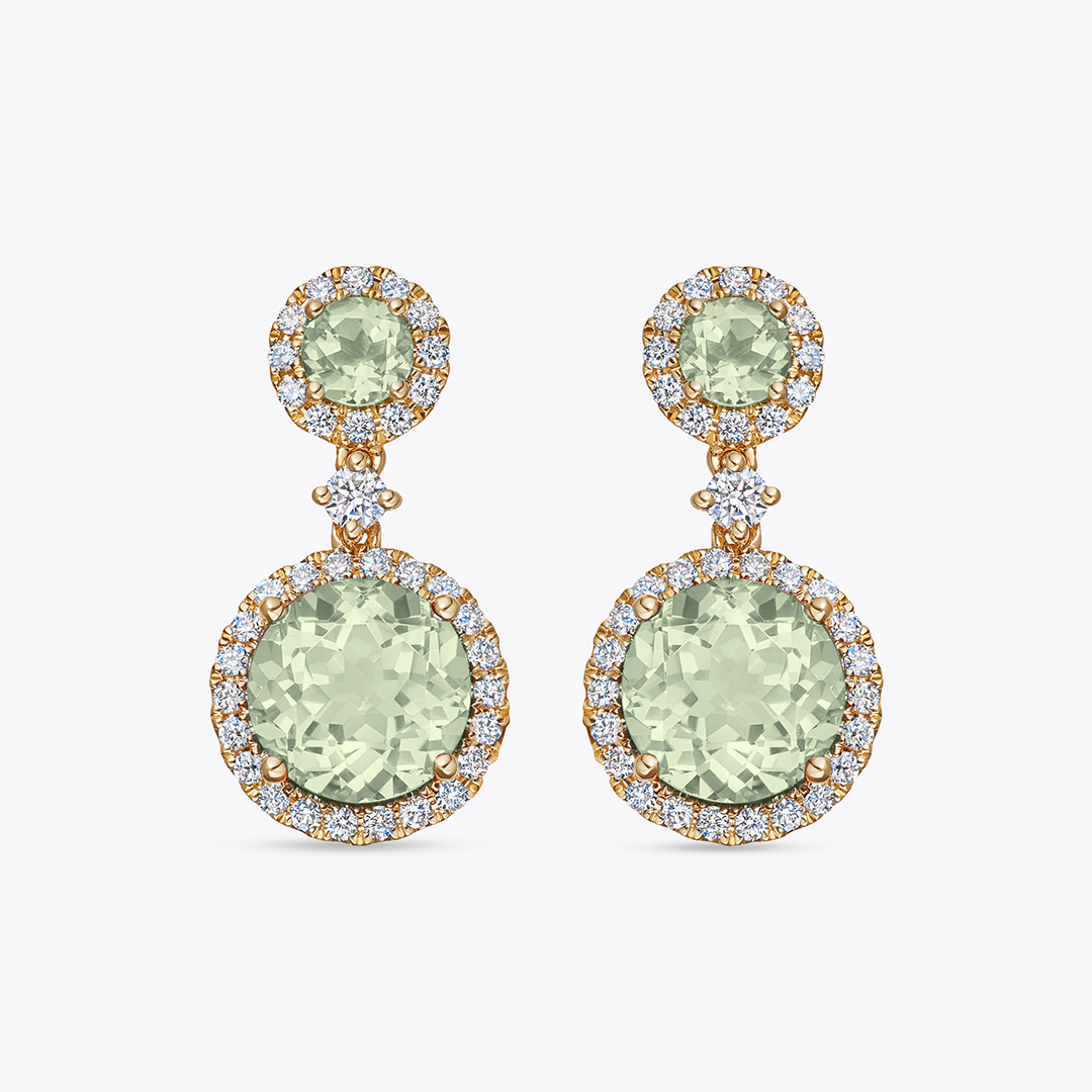 Grace Double Green Amethyst and Diamond Earrings