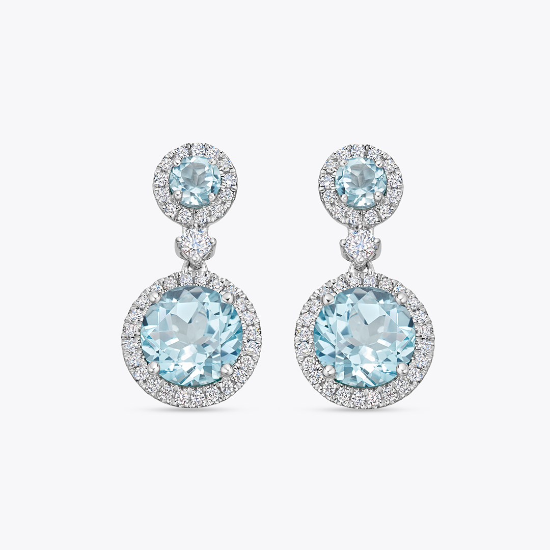 Grace Double Blue Topaz and Diamond Earrings