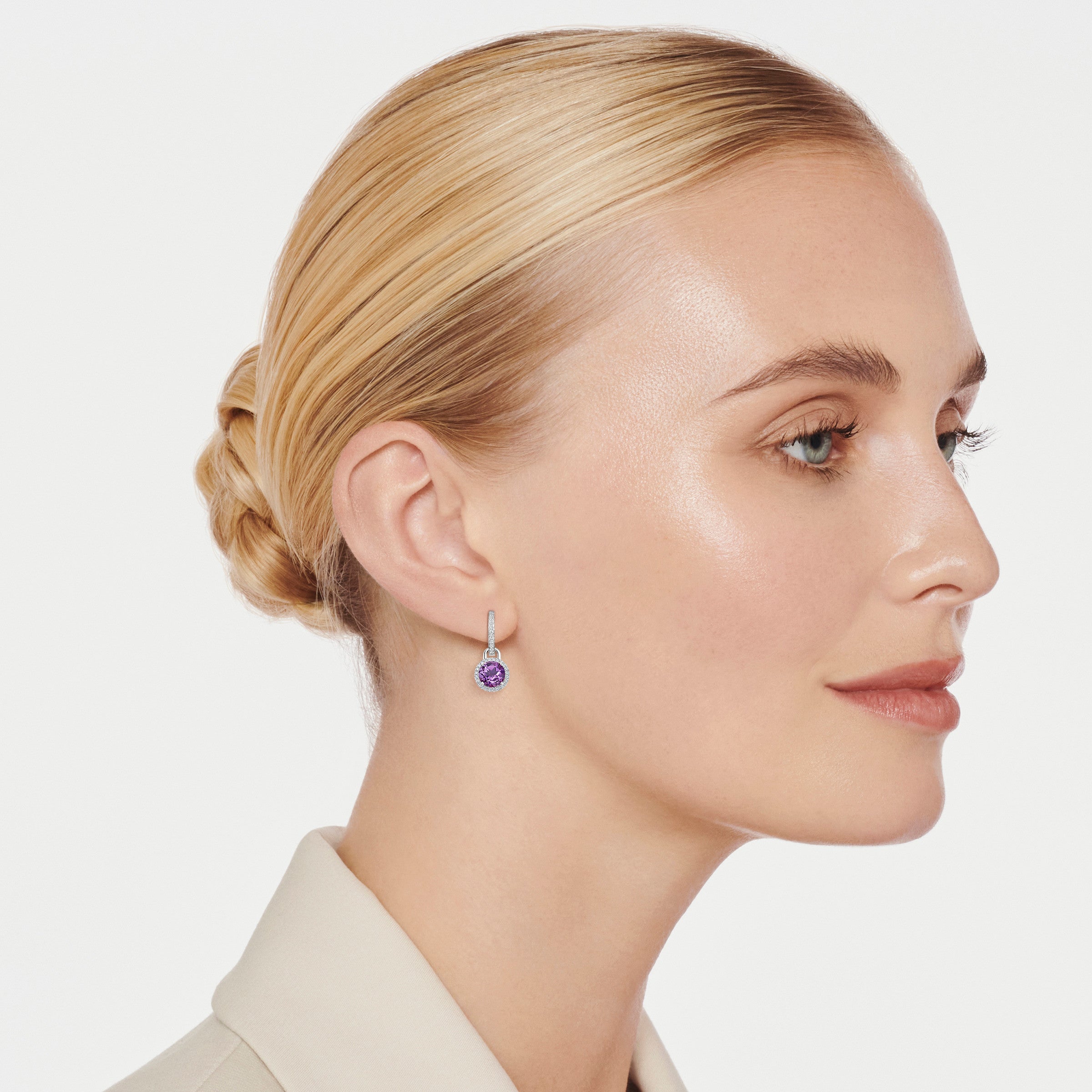 Grace Mini Amethyst and Diamond Detachable Earrings