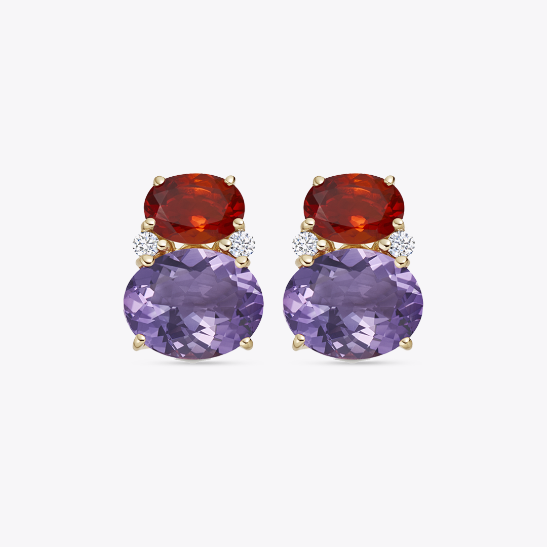 Kiki Classics Lavender Amethyst and Fire Opal Double Oval Studs