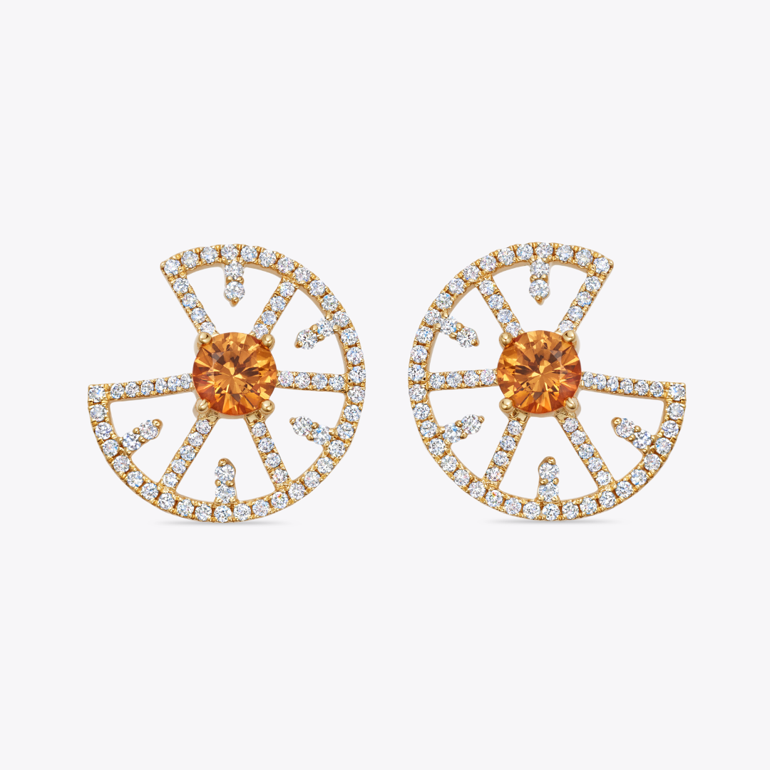 Mandarin Garnet and Diamond Earrings