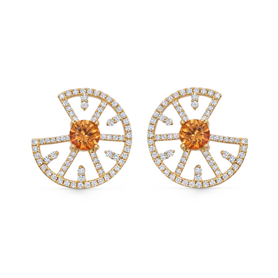 Special Editions Mandarin Garnet and Diamond Wheel Earrings