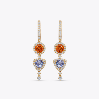 Special Editions Mandarin Garnet, Tanzanite and Diamond Mini Drop Earrings