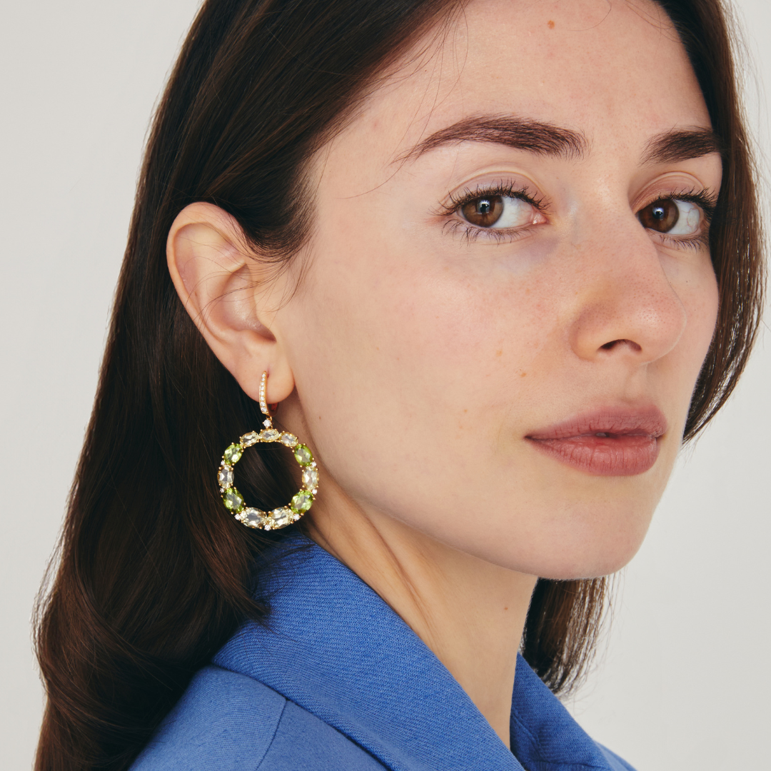 Signatures Lemon Quartz, Peridot and Diamond Hoop Earrings