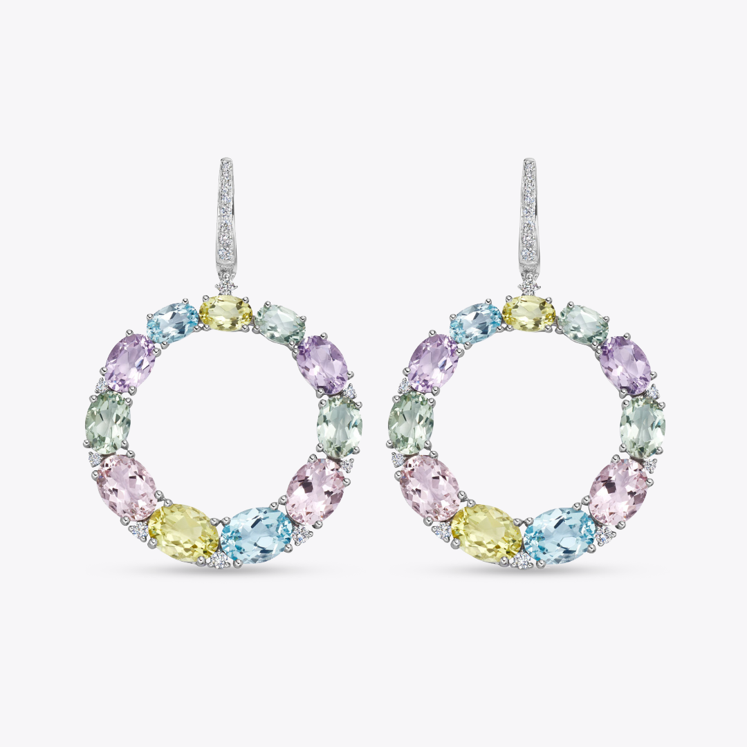アクセサリー P.A.M. MULTI COLOUR GESTURES EARRING Signatures Multi Gemstone and Diamond Hoop Earrings – Kiki
