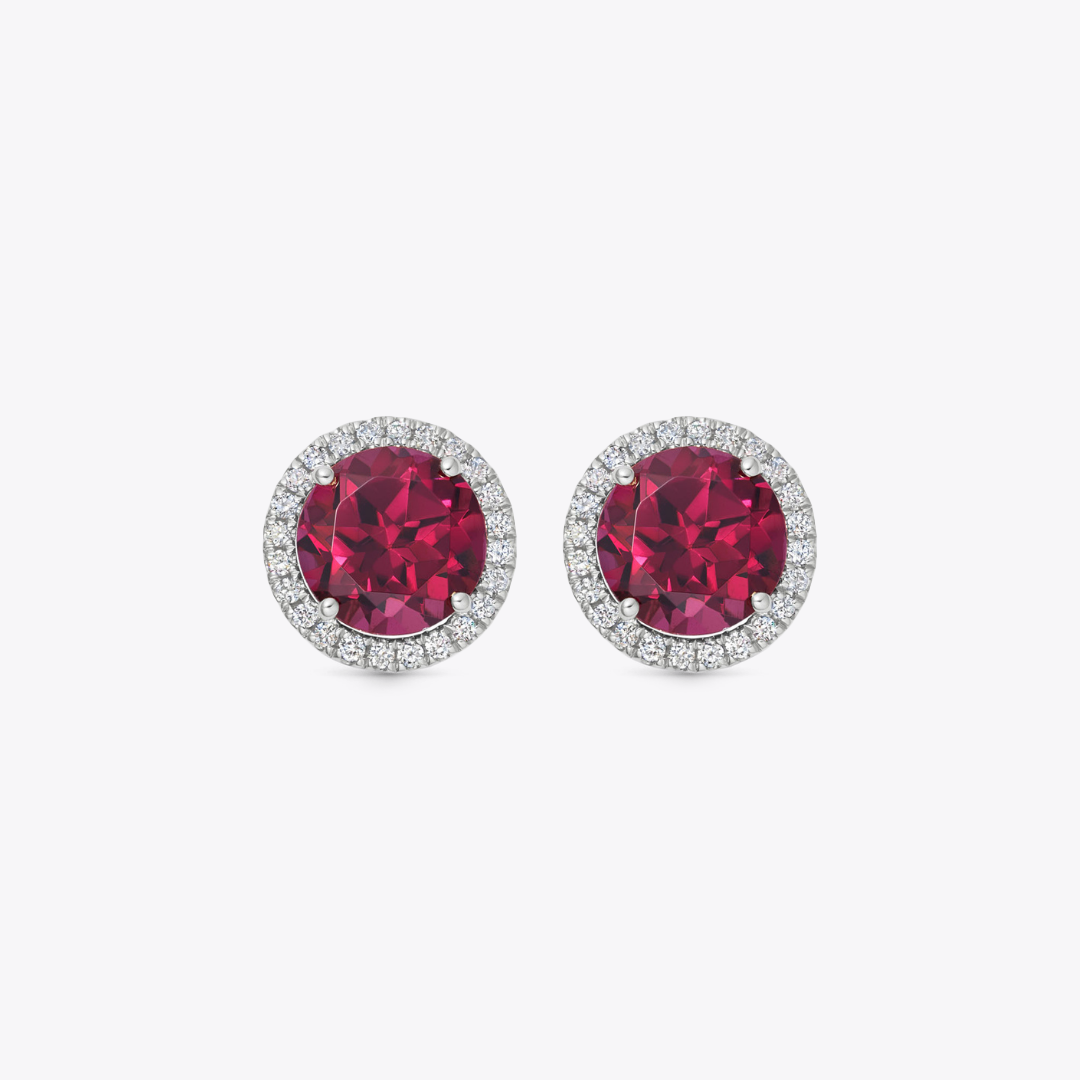 Special Edition Grace Rhodolite Garnet and Diamond Stud Earrings