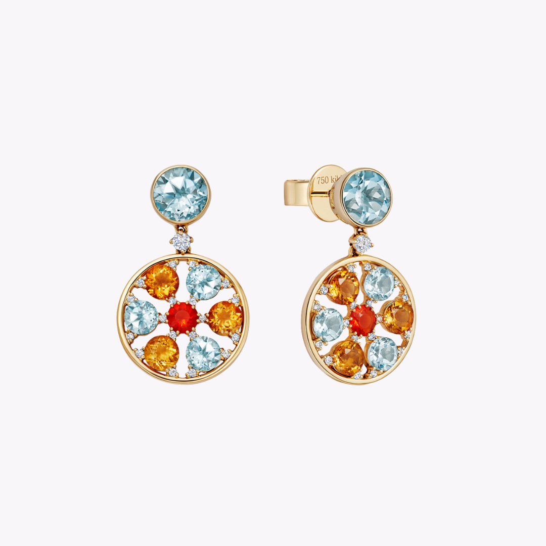Fireworks Blue Topaz Spinner Earrings