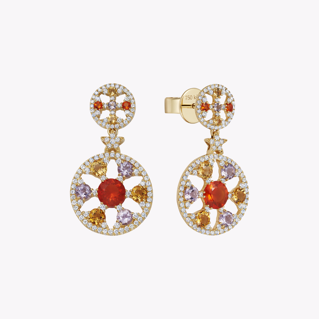 Fireworks Fire Opal Comet Earrings
