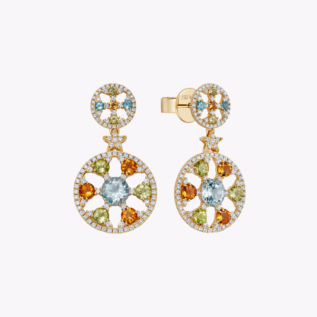 Fireworks Blue Topaz Comet Earrings