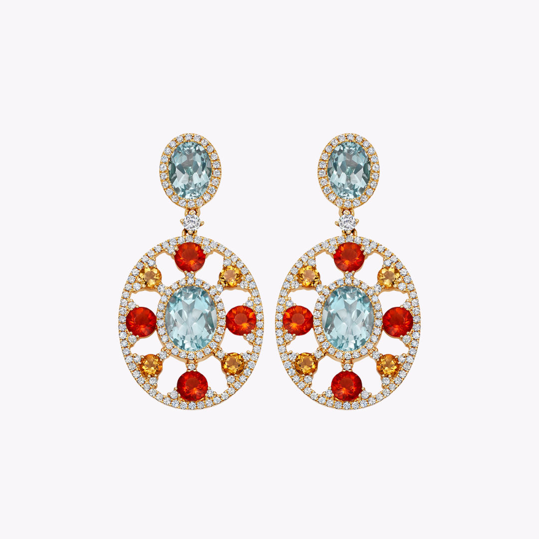 Fireworks Blue Topaz Oval Sparkler Earrings