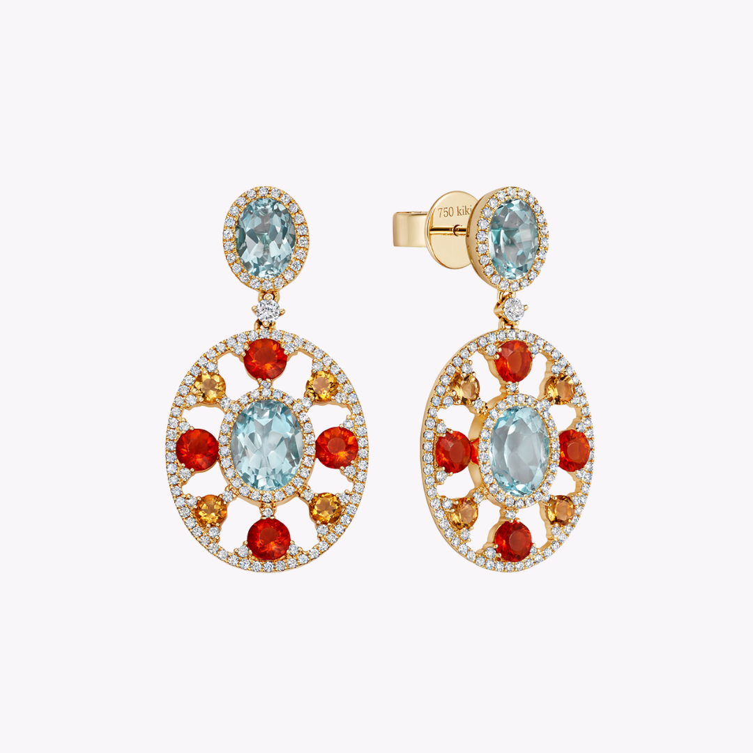 Fireworks Blue Topaz Oval Sparkler Earrings