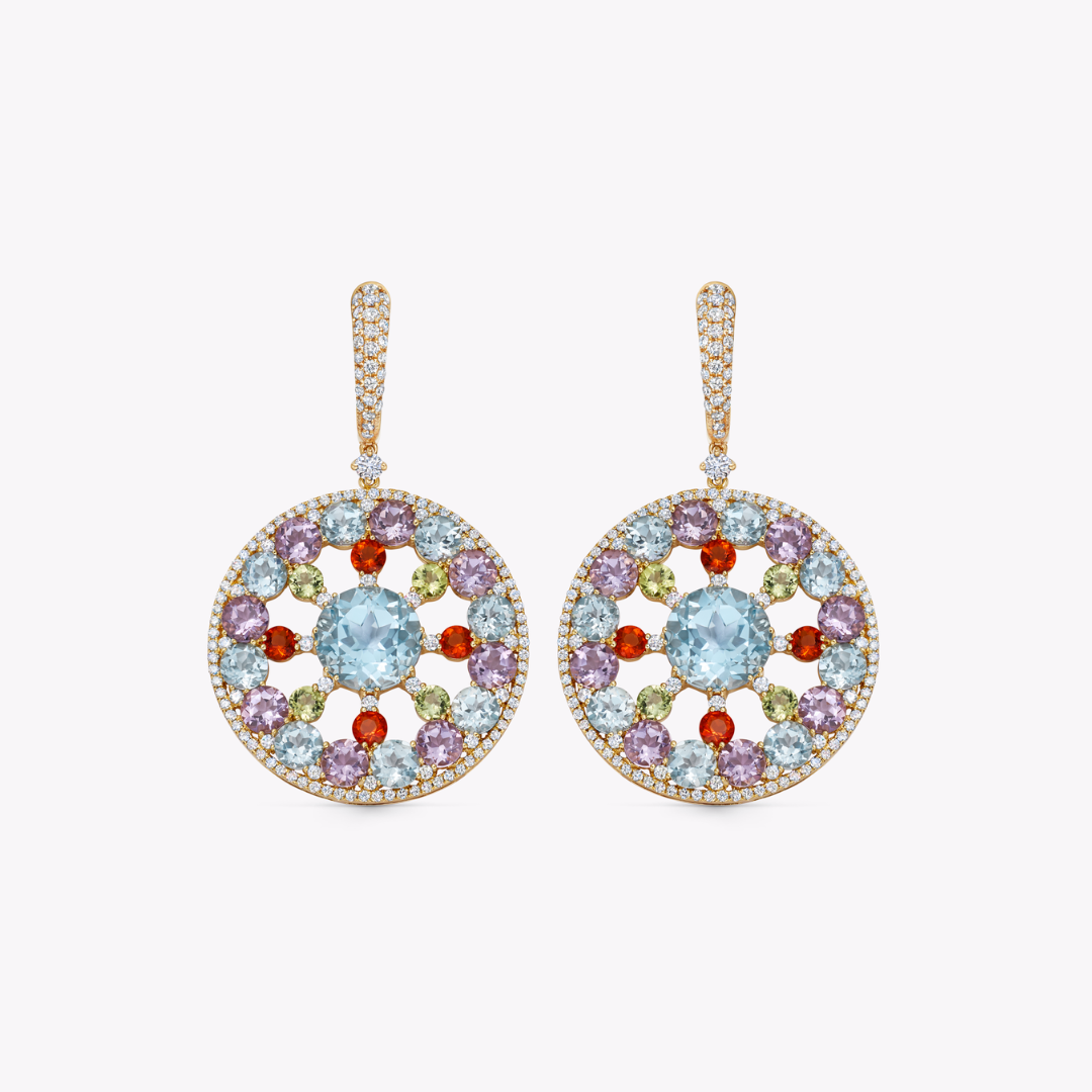 Fireworks Multi Gemstone Catherine Wheel Earrings