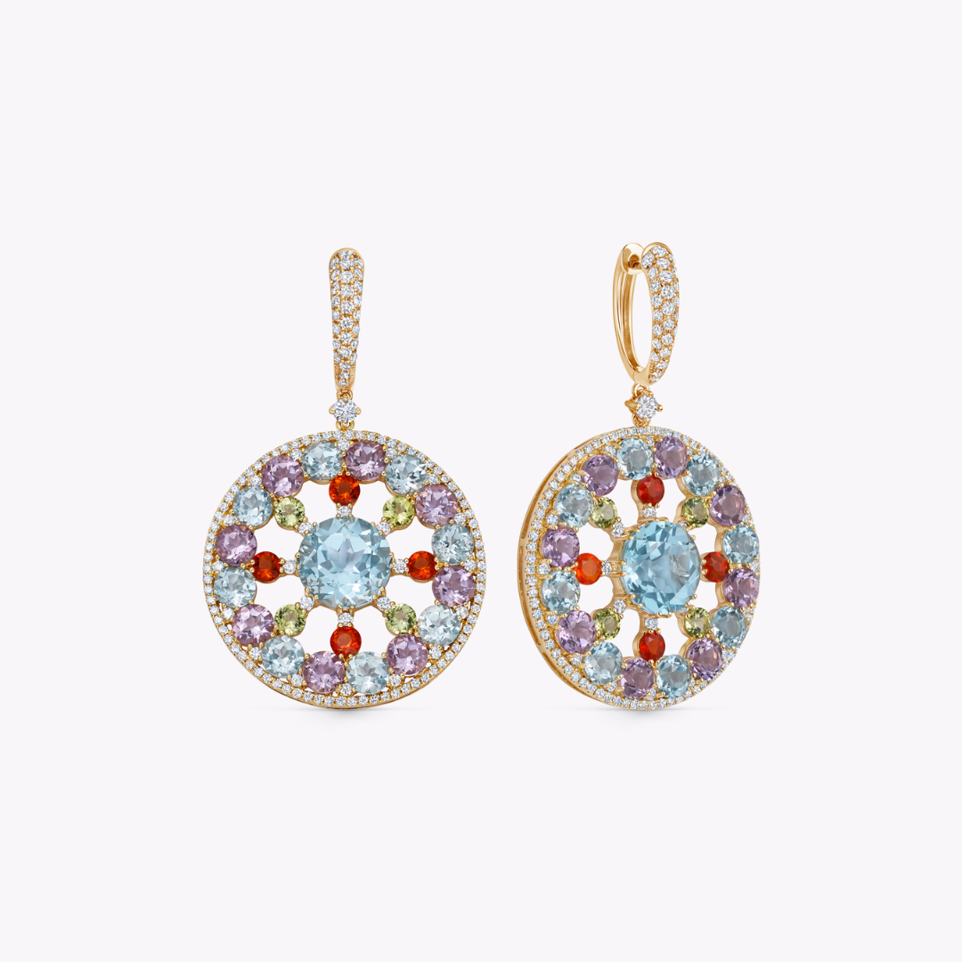 Fireworks Multi Gemstone Catherine Wheel Earrings