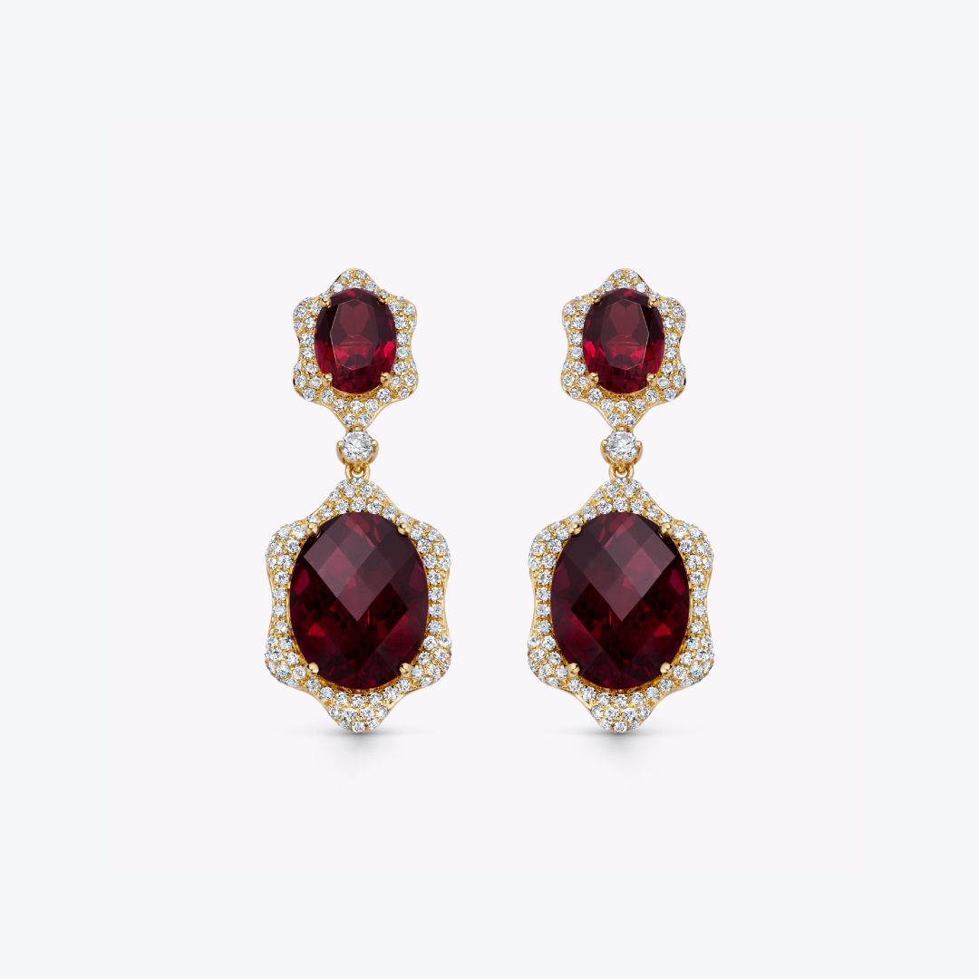 Special Editions Rhodolite Garnet and Diamond Wave Earrings