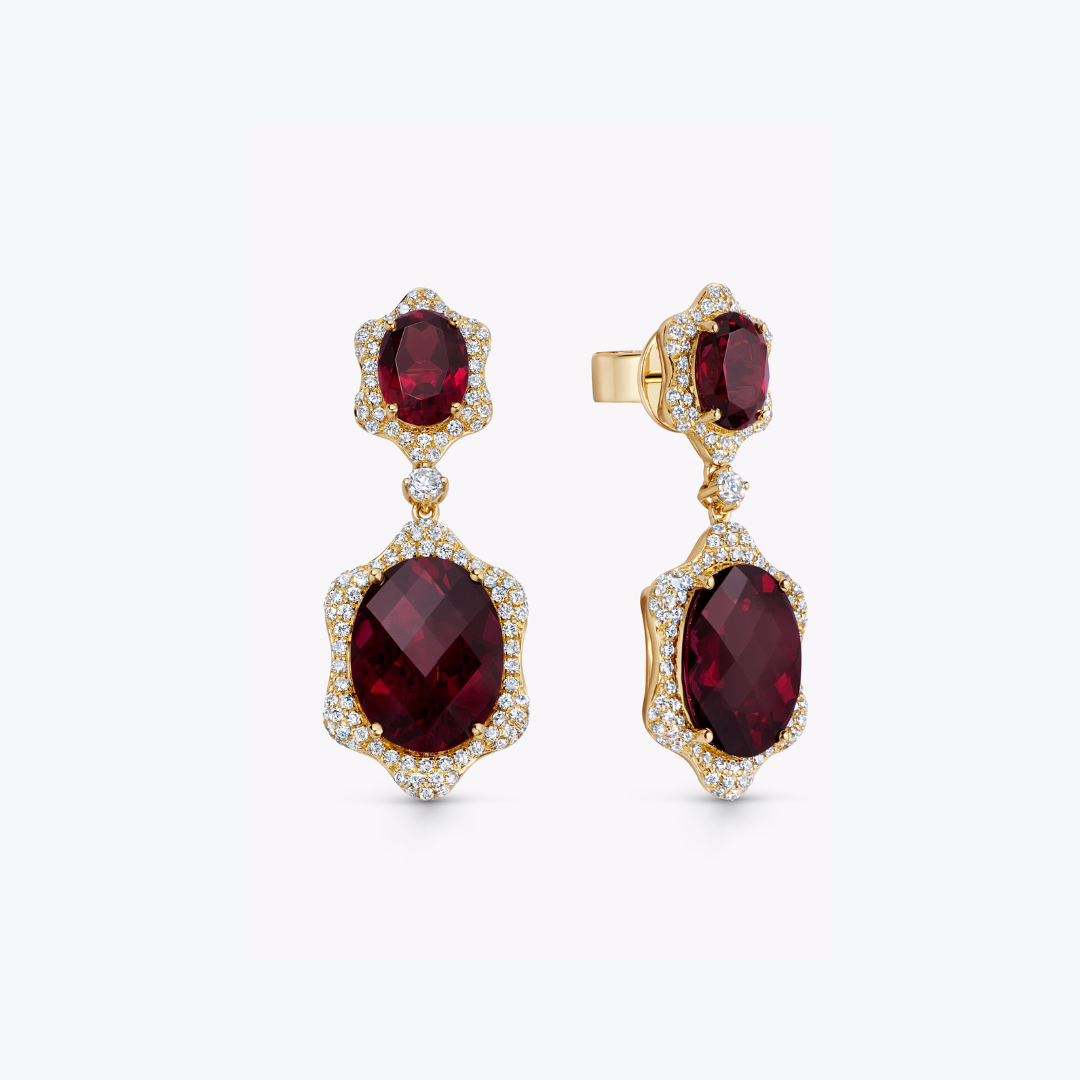 Special Editions Rhodolite Garnet and Diamond Wave Earrings