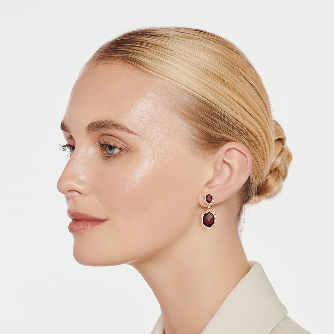 Special Editions Rhodolite Garnet and Diamond Wave Earrings
