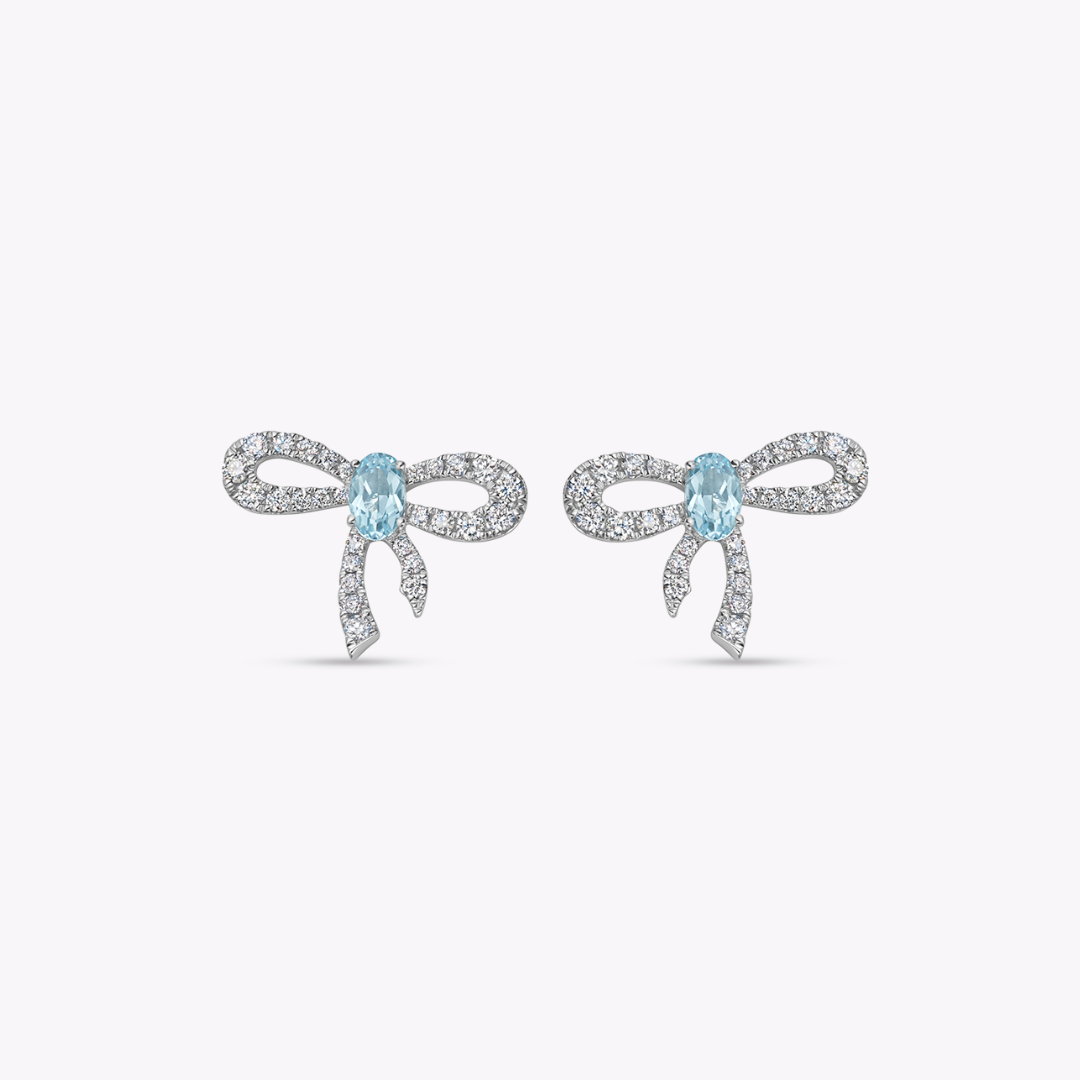 Special Editions Signatures Blue Topaz and Diamond Bow Earrings