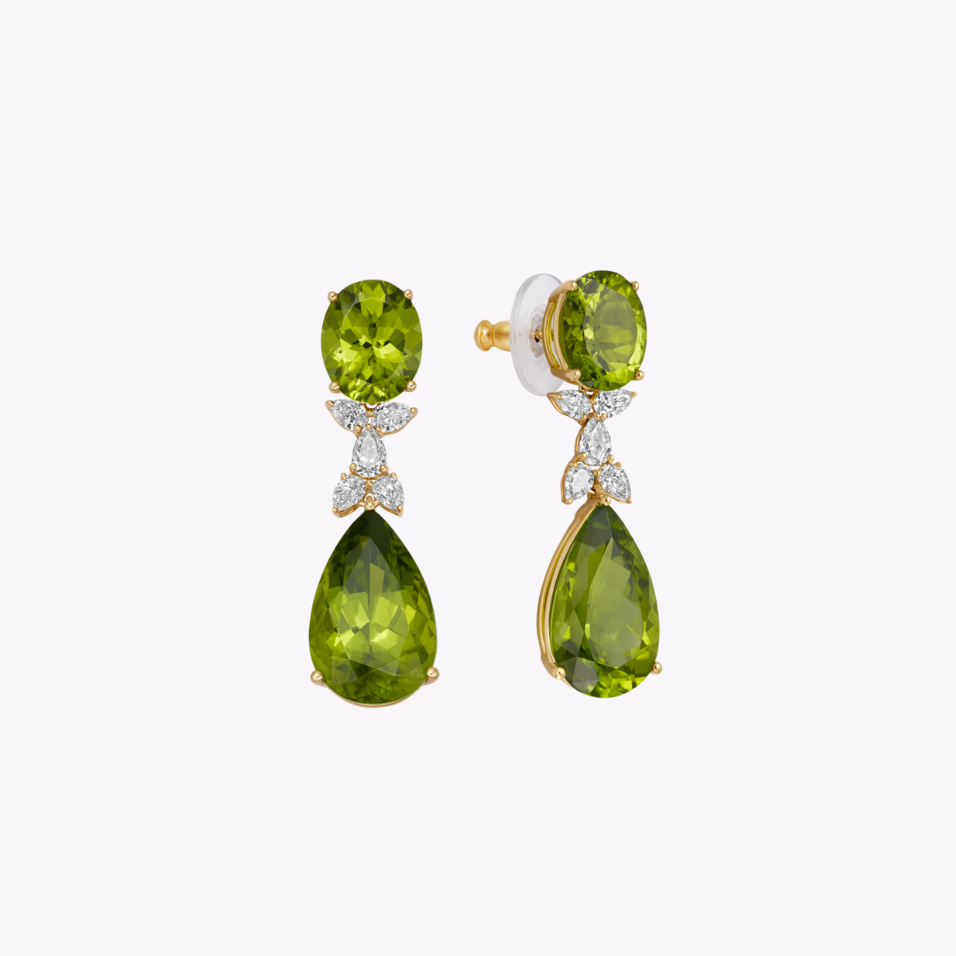 Special Editions Pear Peridot and Diamond Earrings