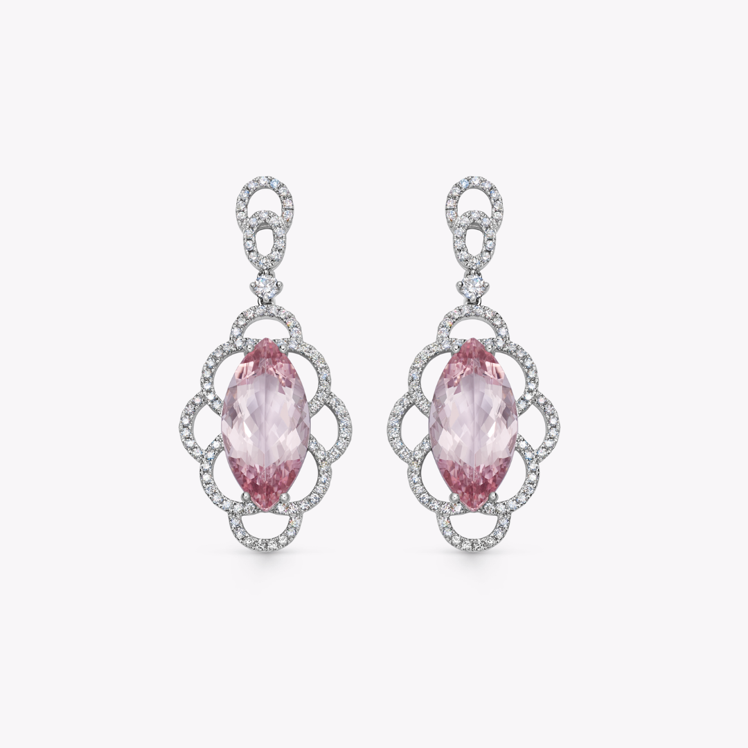 Morganite and Diamond Petal Earrings