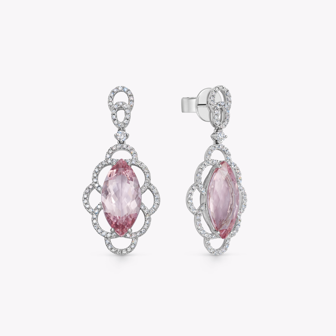 Morganite and Diamond Petal Earrings