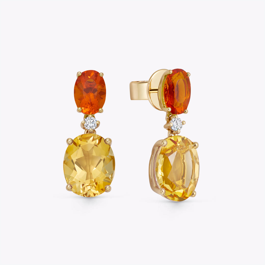 Signatures Citrine and Fire Opal Earrings