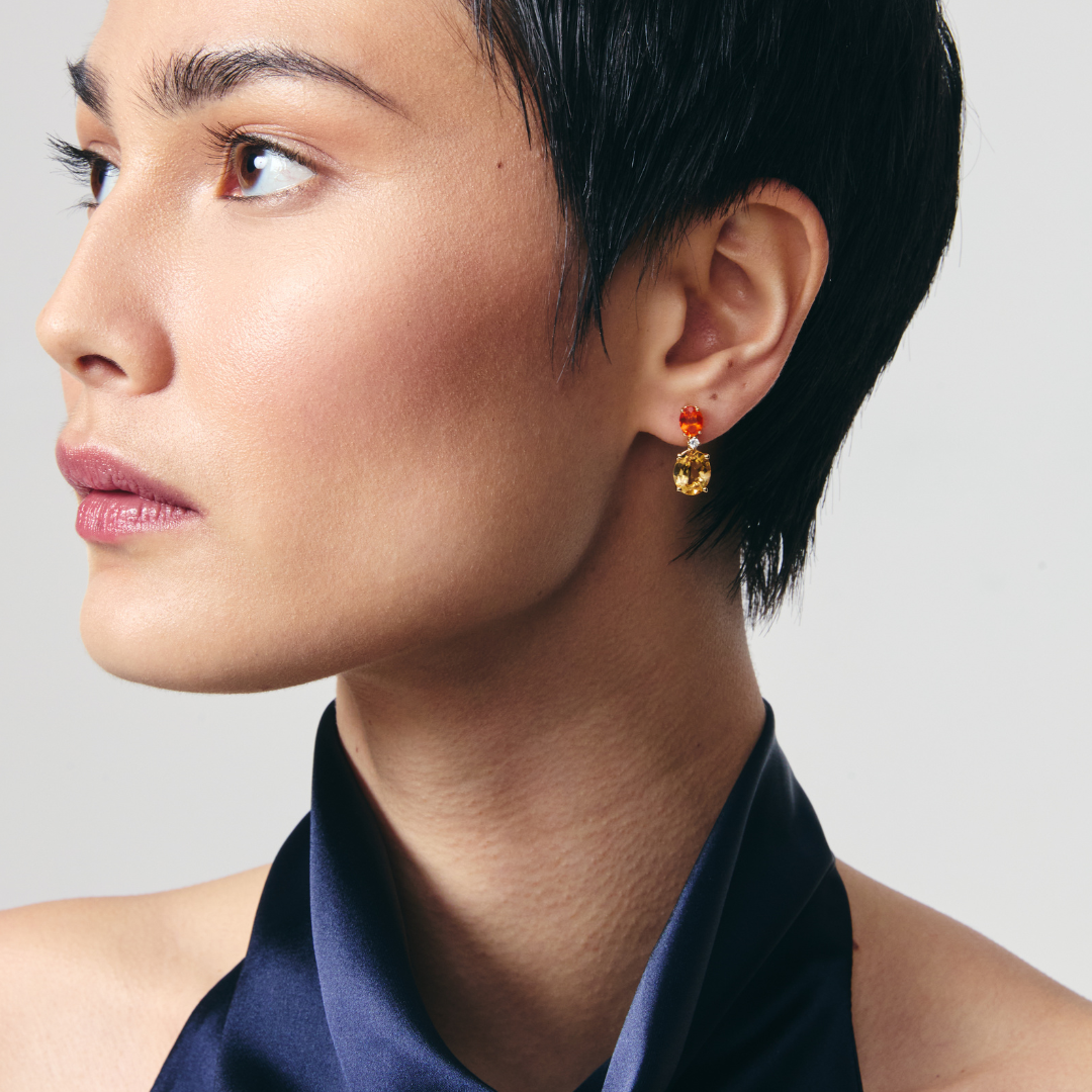 Signatures Citrine and Fire Opal Earrings