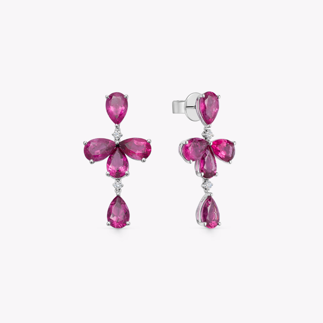 Special Editions Pink Tourmaline and Diamond Bloom Earrings