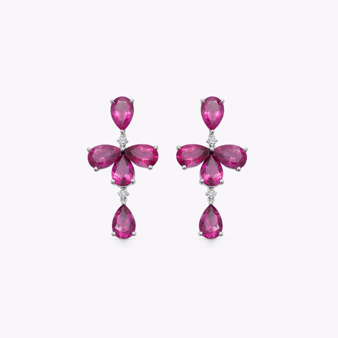 Special Editions Pink Tourmaline and Diamond Bloom Earrings