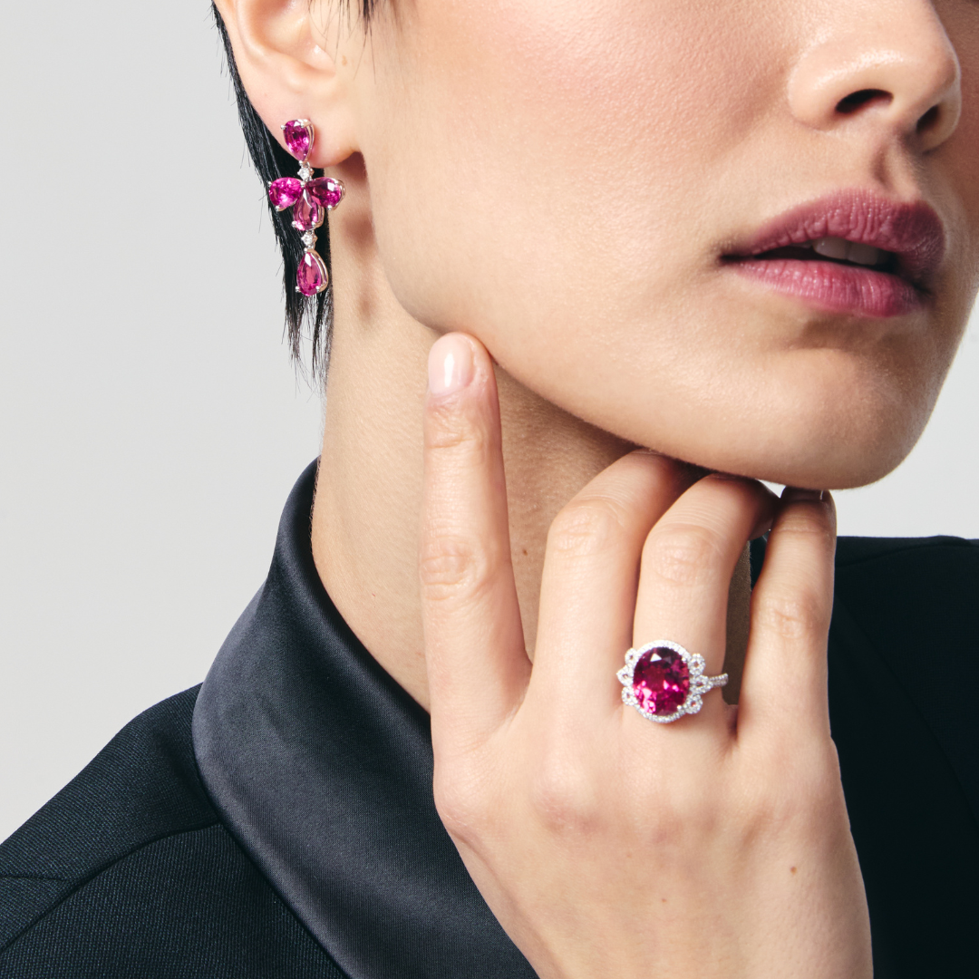 Special Editions Pink Tourmaline and Diamond Bloom Earrings