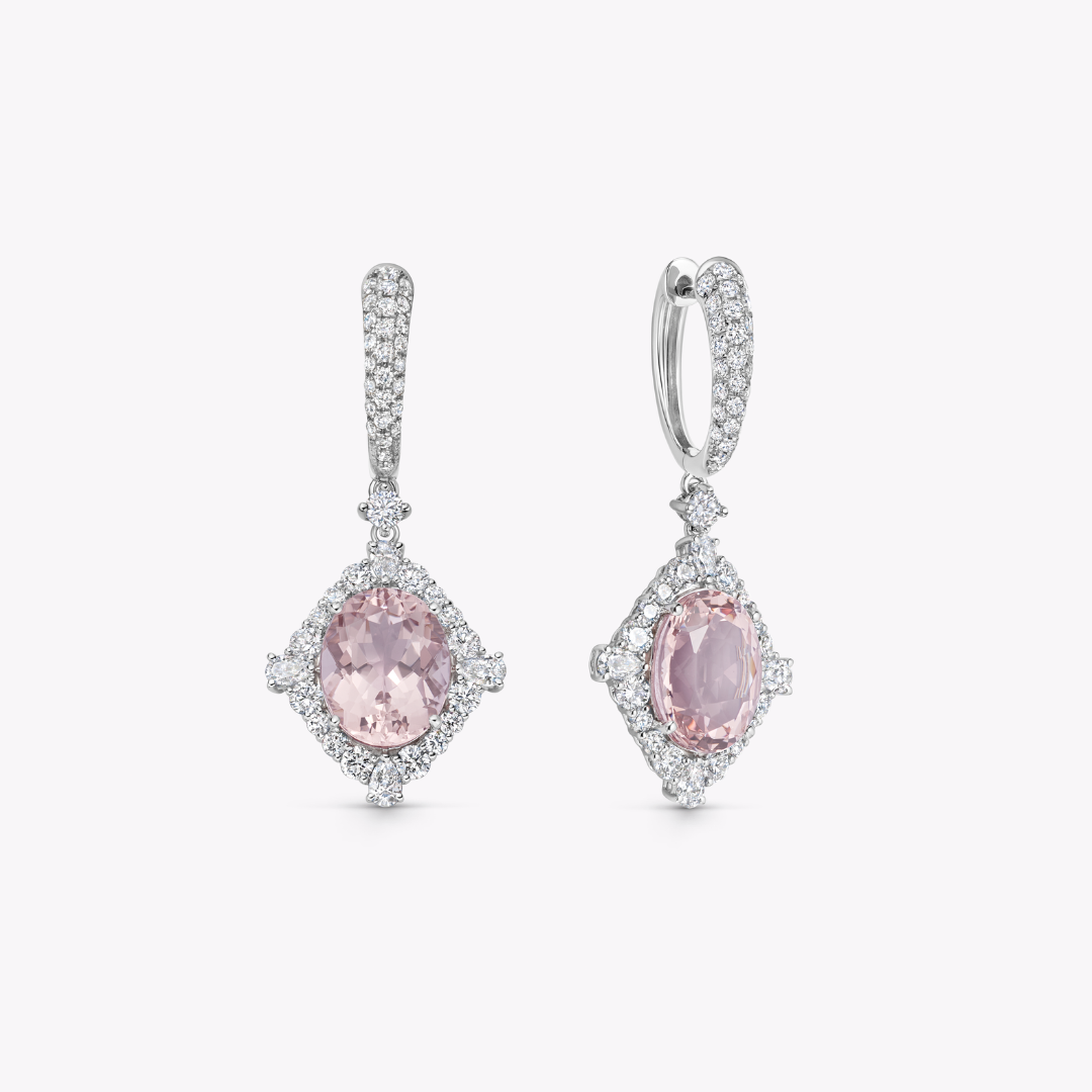 Special Editions Oval Morganite and Diamond Frame Earrings