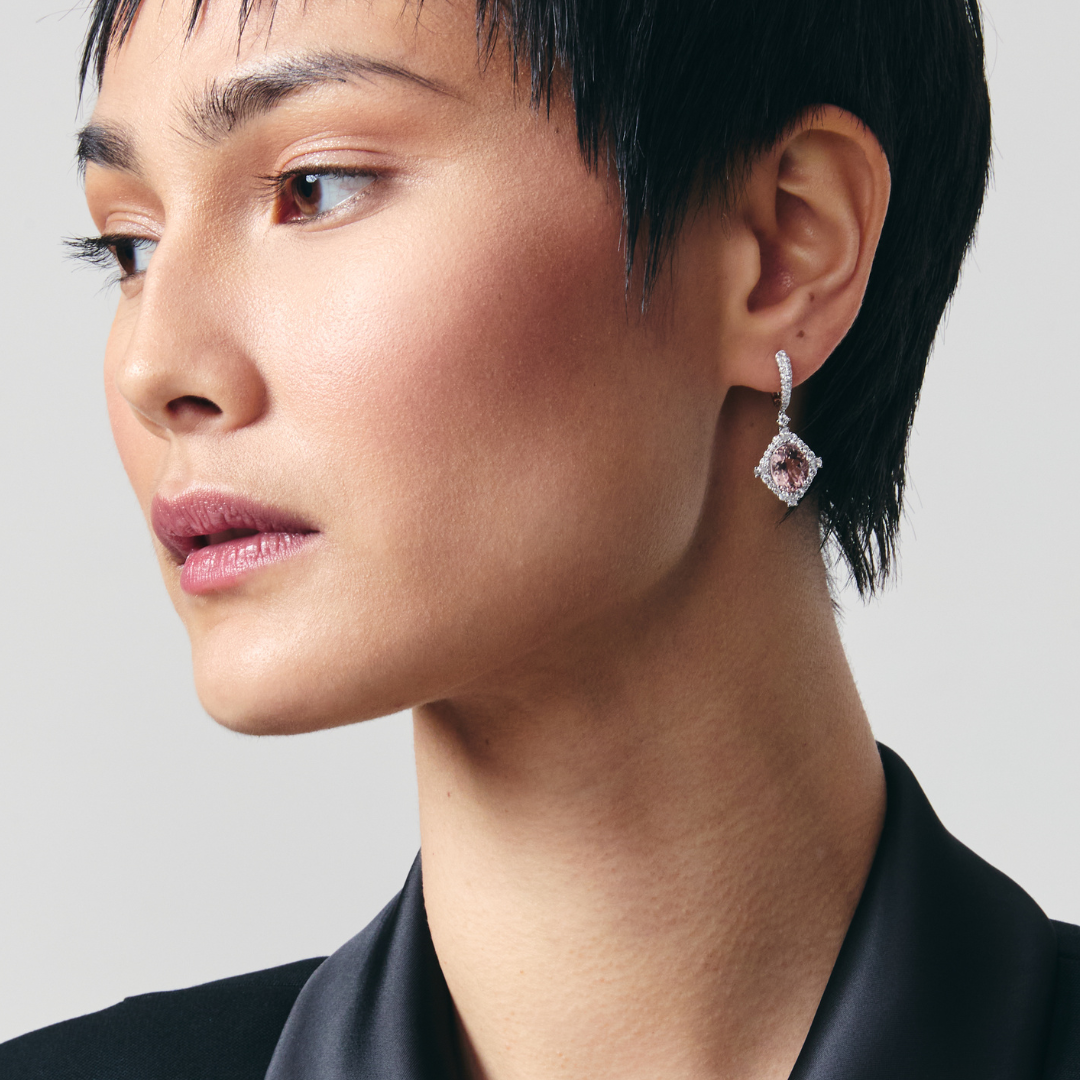 Special Editions Oval Morganite and Diamond Frame Earrings