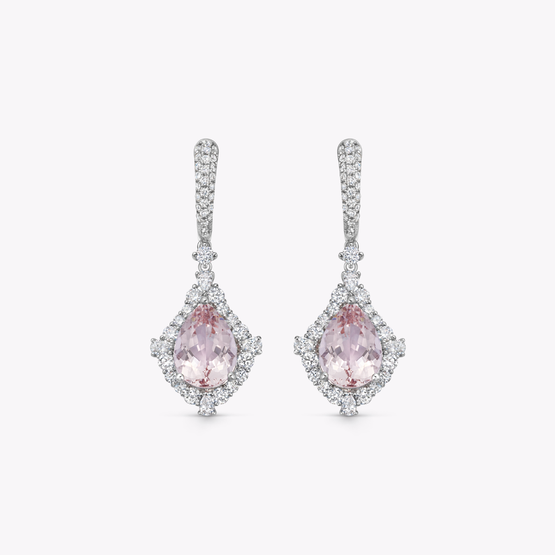 Special Editions Pear Morganite and Diamond Frame Earrings