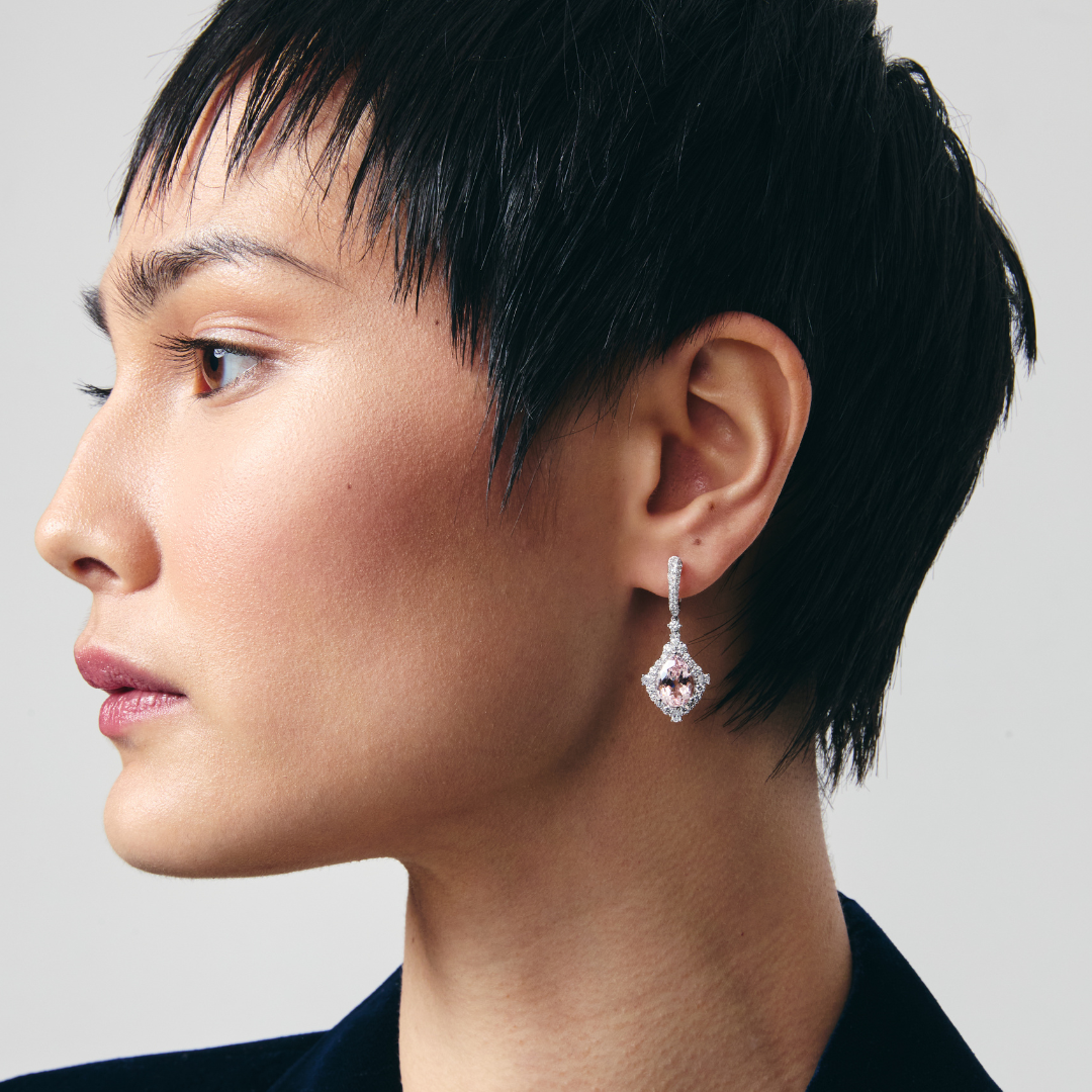 Special Editions Pear Morganite and Diamond Frame Earrings