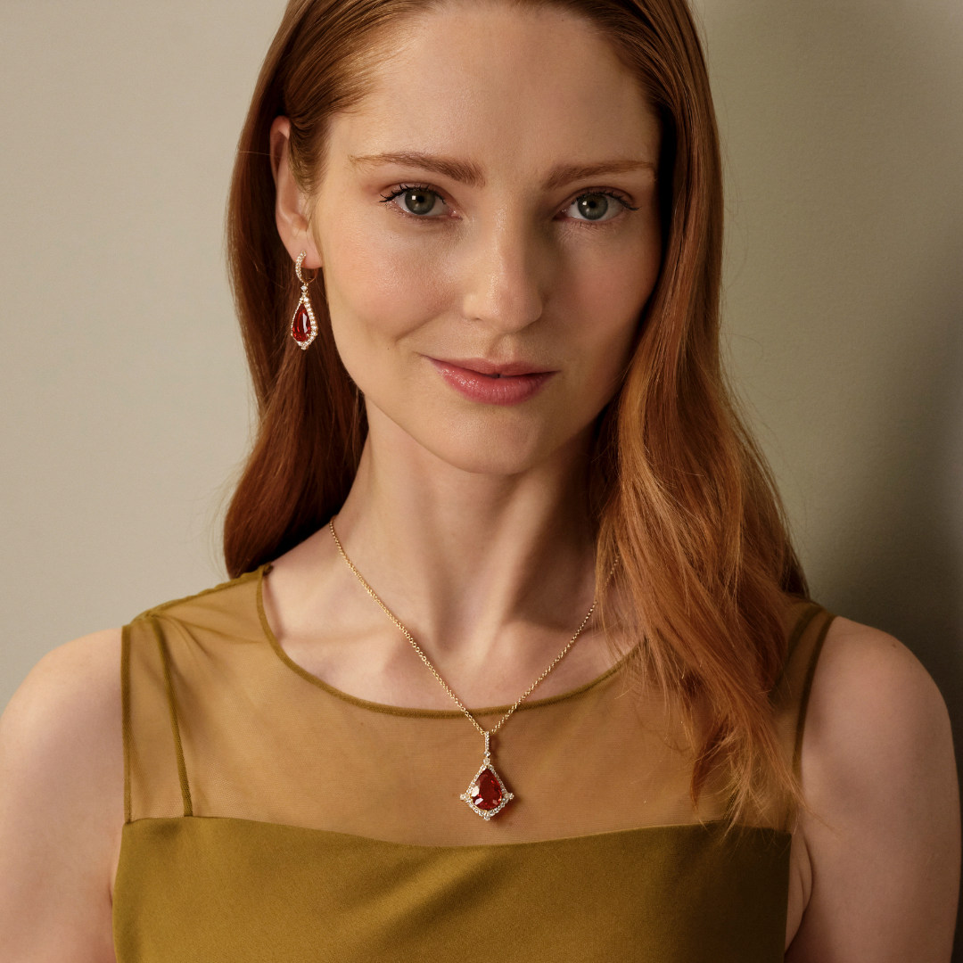 Special Editions Fire Opal and Diamond Frame Earrings