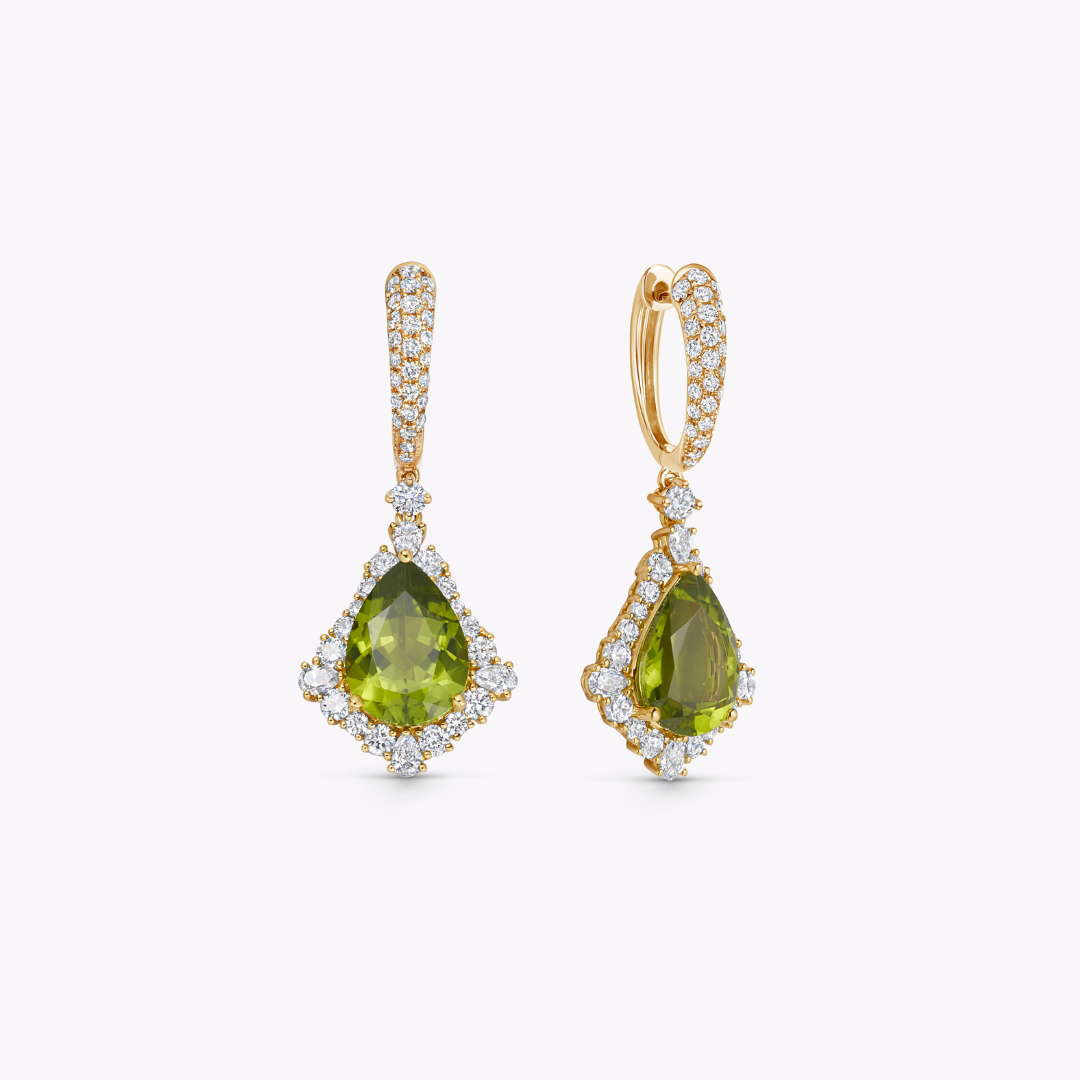 Special Editions Pear Peridot and Diamond Frame Earrings
