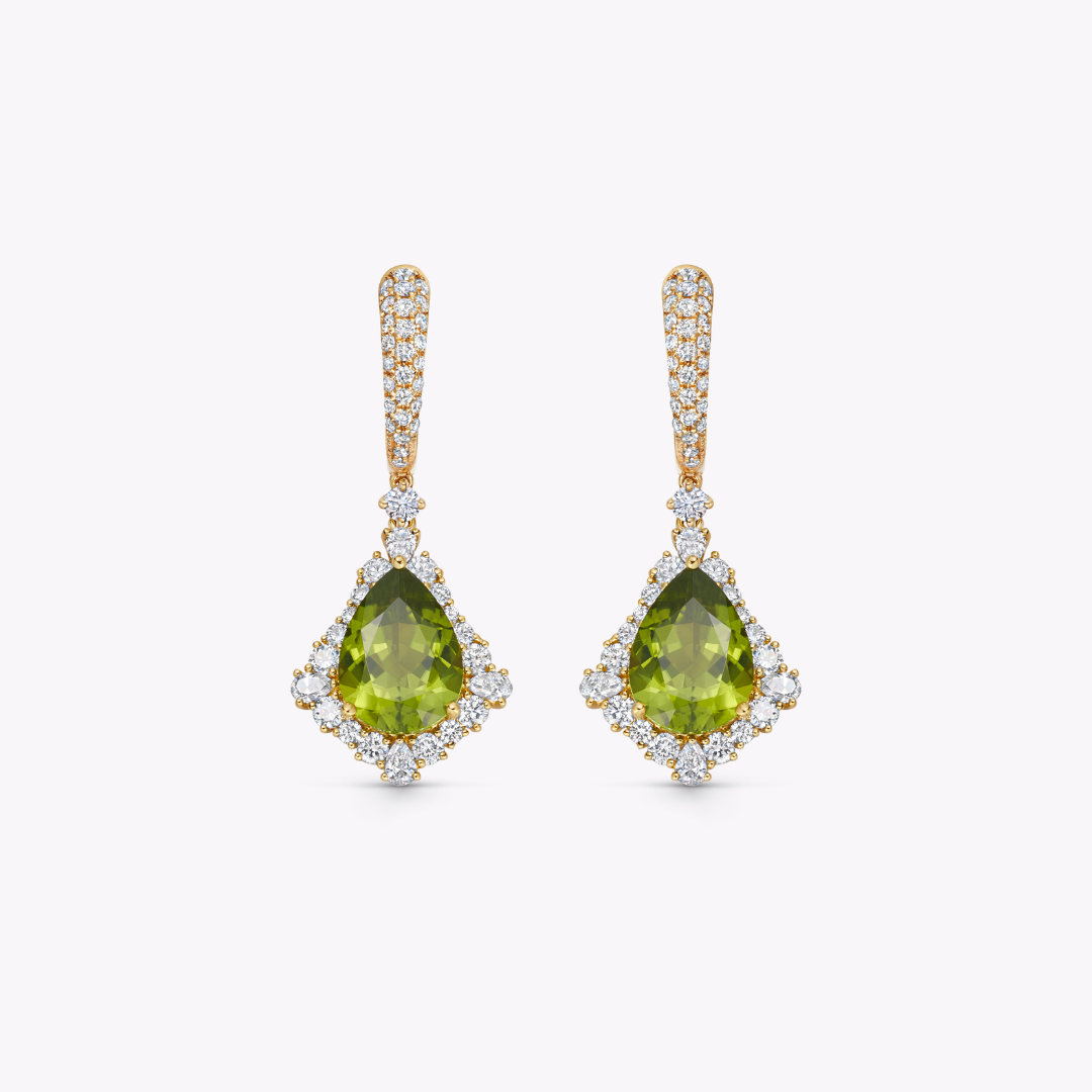 Special Editions Pear Peridot and Diamond Frame Earrings