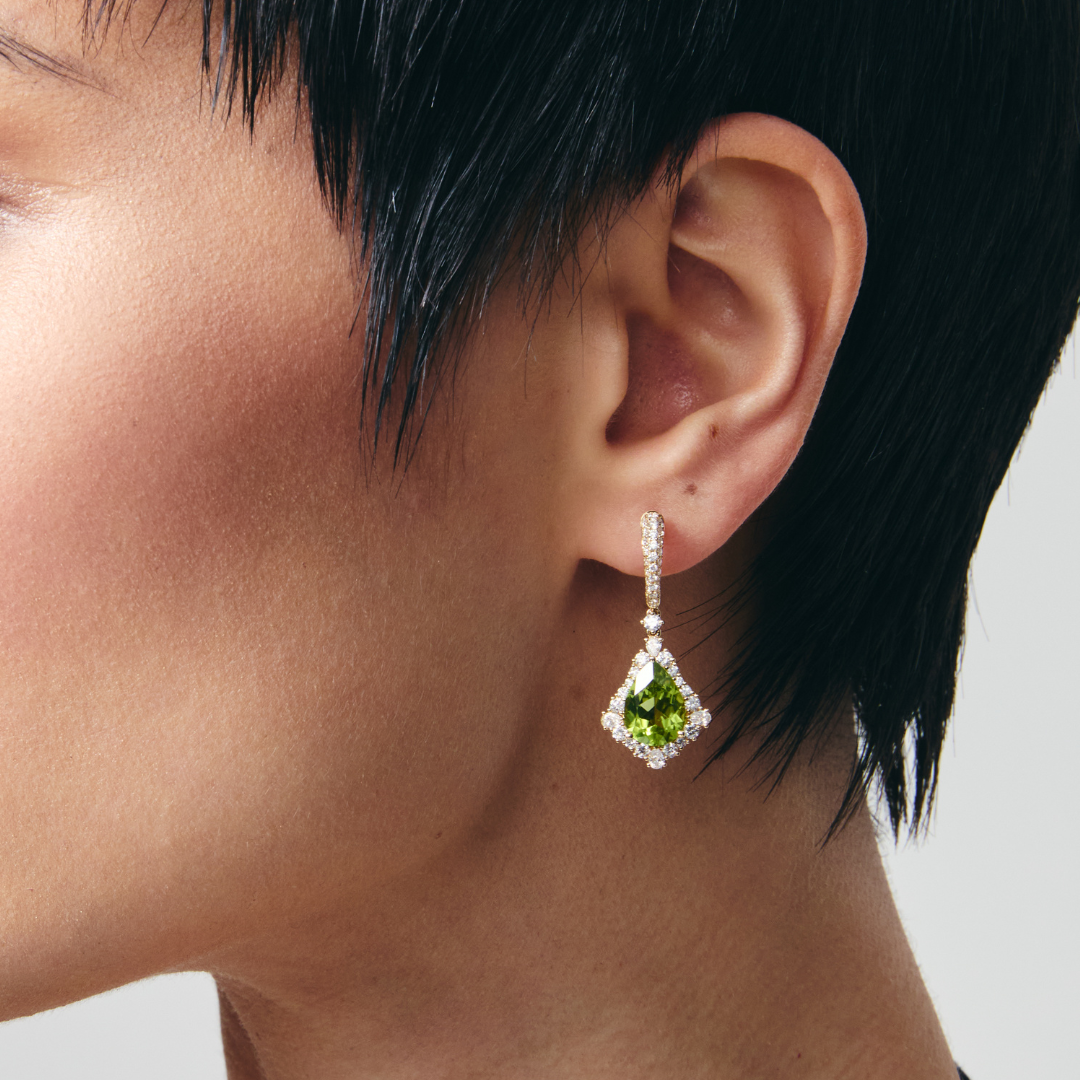 Special Editions Pear Peridot and Diamond Frame Earrings
