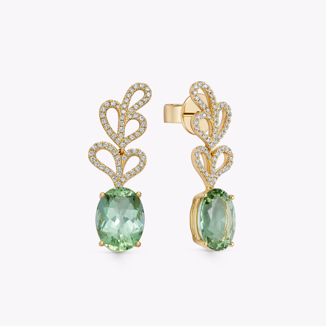 Special Editions Green Tourmaline and Diamond Bloom Earrings