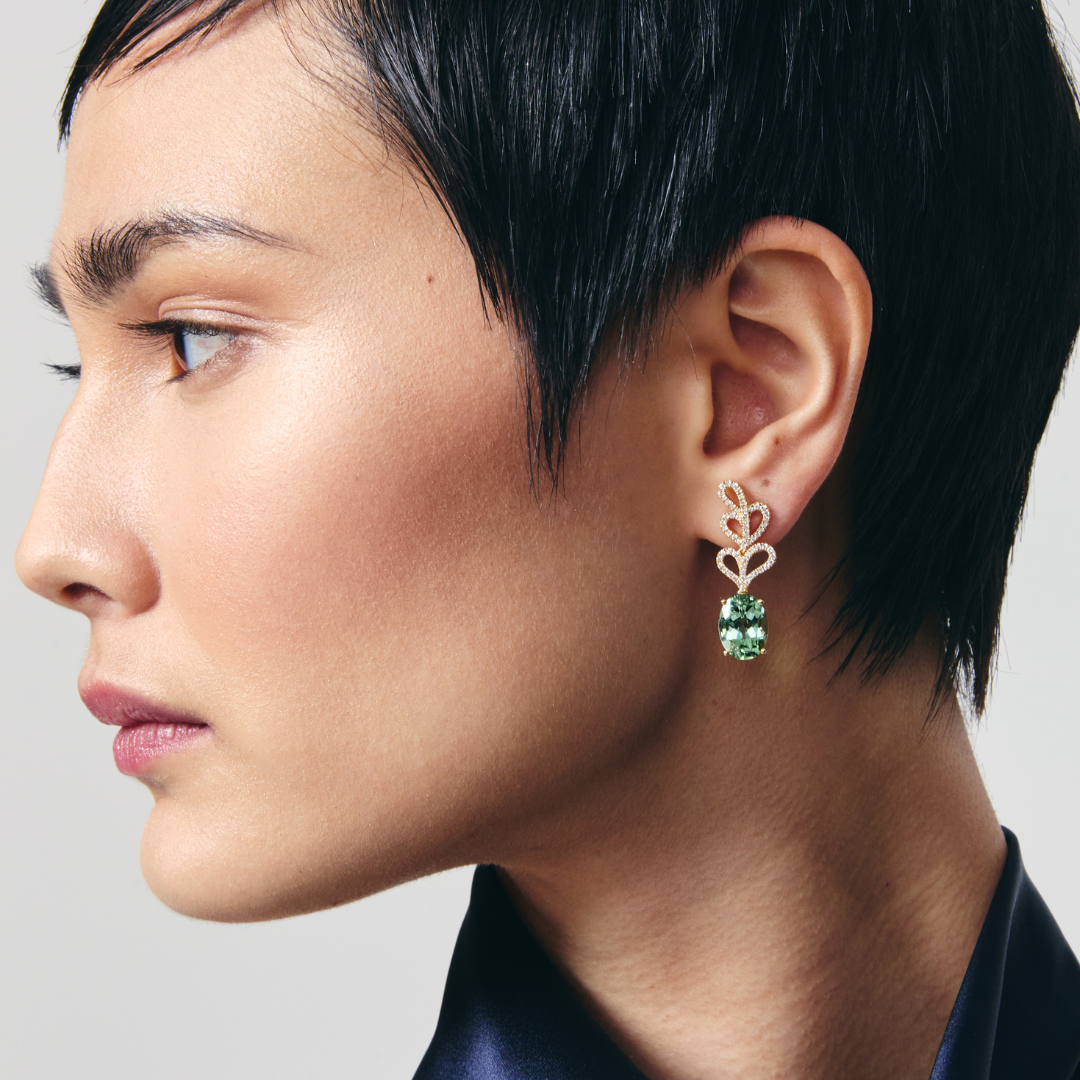 Special Editions Green Tourmaline and Diamond Bloom Earrings