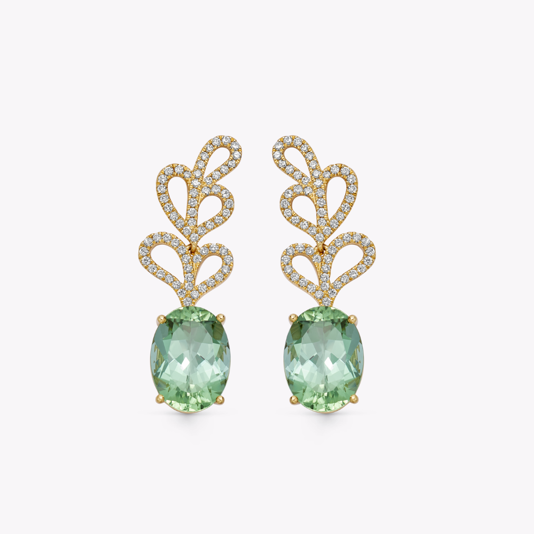 Special Editions Green Tourmaline and Diamond Bloom Earrings