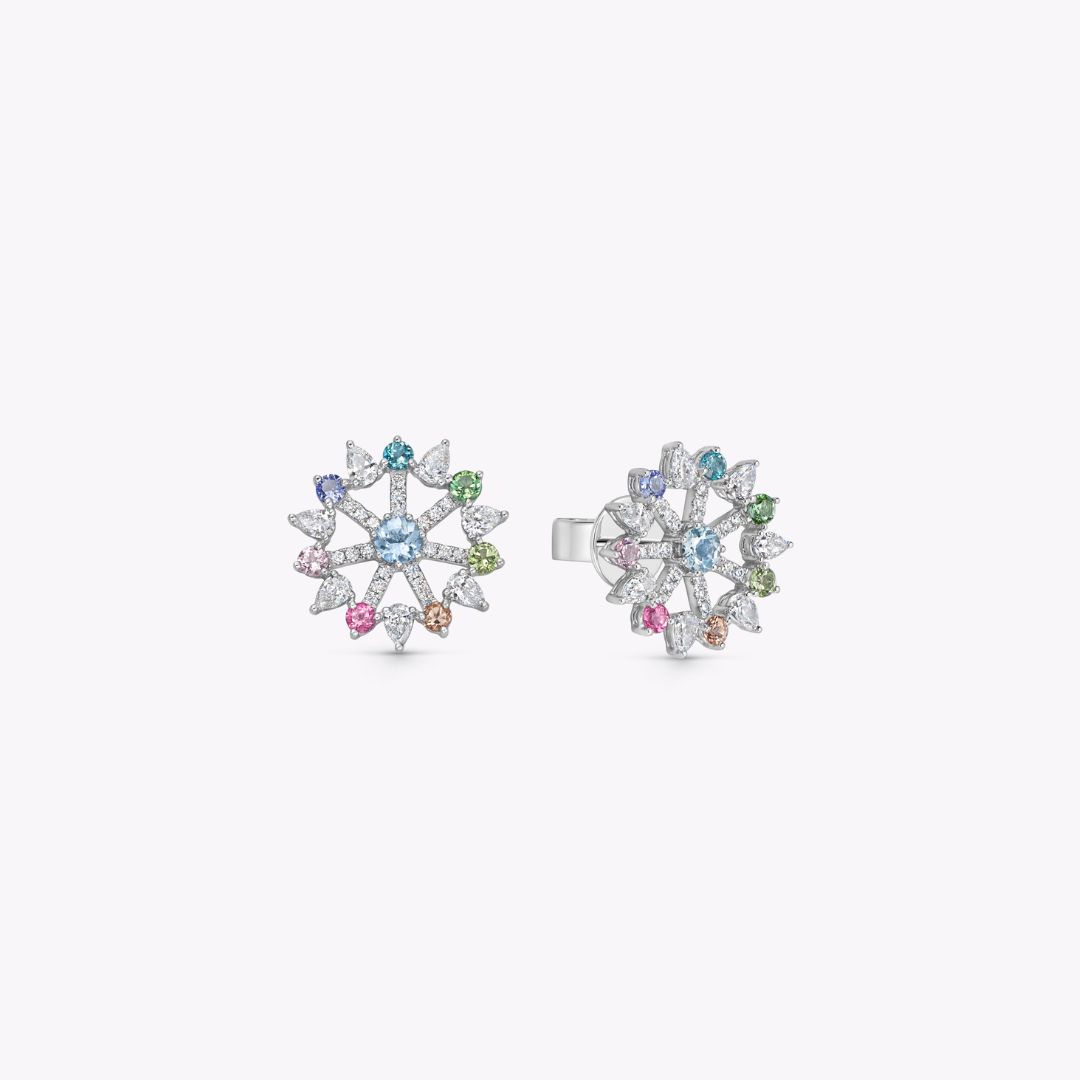 Special Editions Multi-Gemstone and Diamond Rainbow Stud Earrings