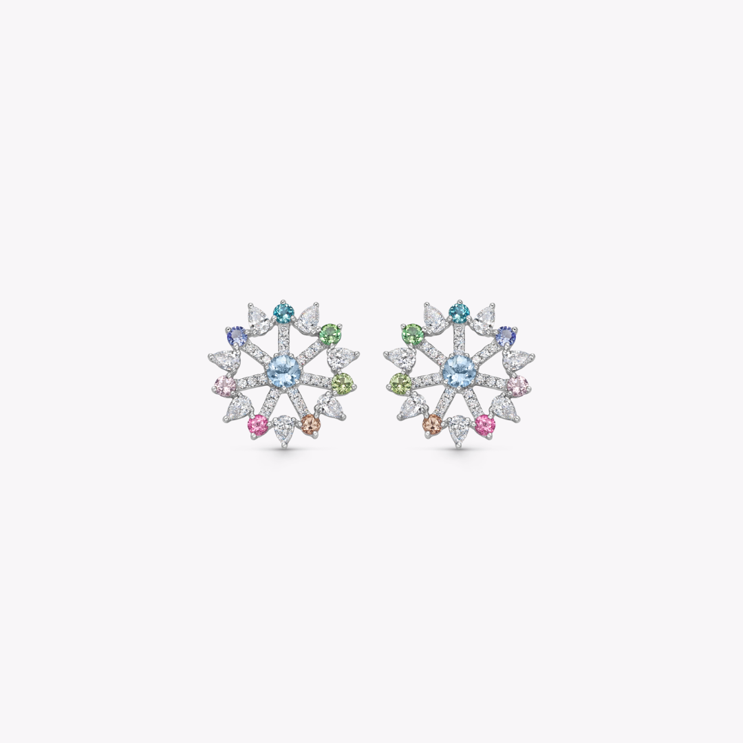 Special Editions Multi-Gemstone and Diamond Rainbow Stud Earrings