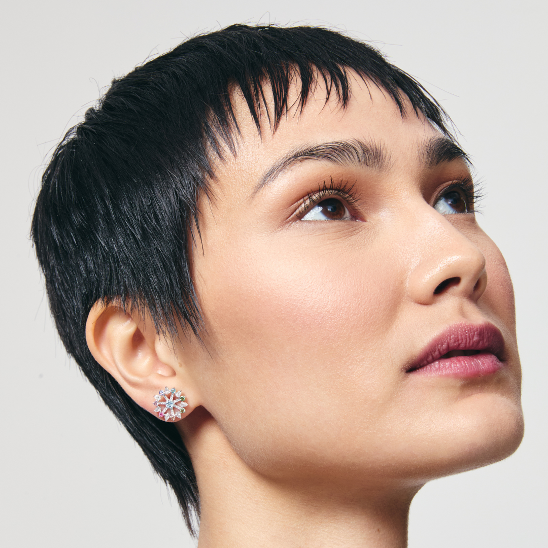 Special Editions Multi-Gemstone and Diamond Rainbow Stud Earrings