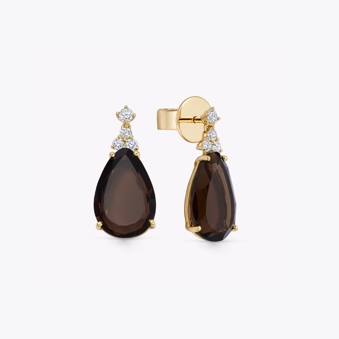 Candy Smoky Quartz and Diamond Top Earrings