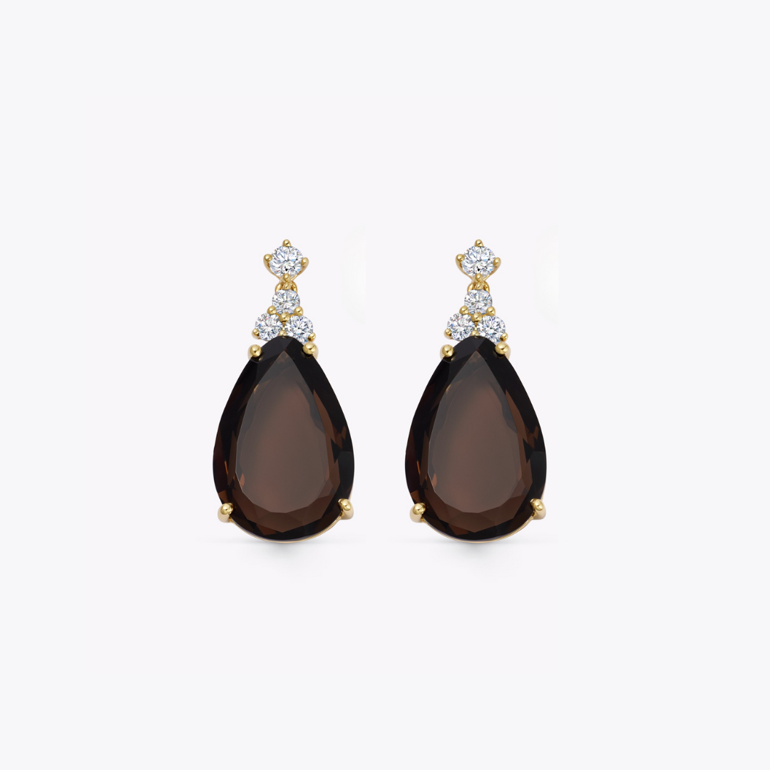 Candy Smoky Quartz and Diamond Top Earrings