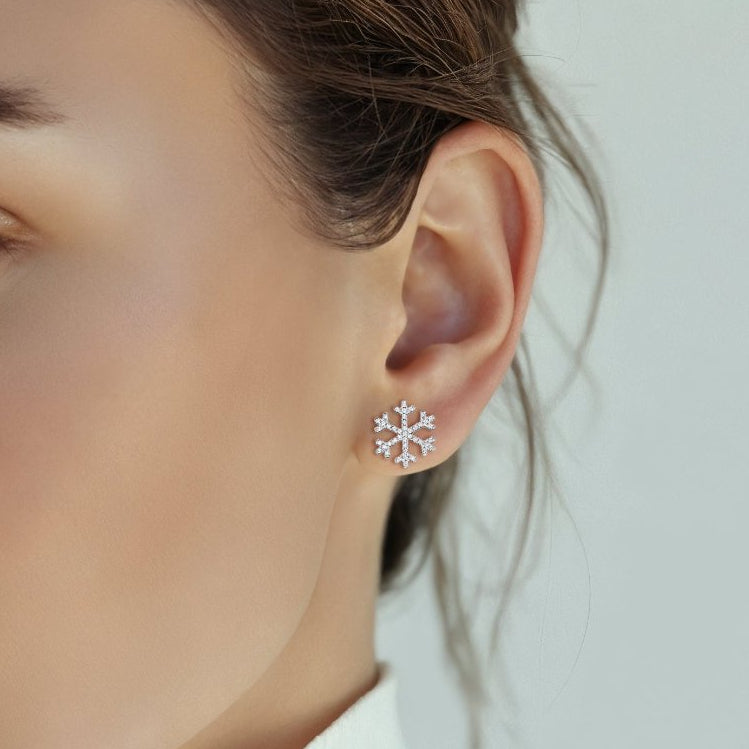 Snowflake Diamond Stud Earrings